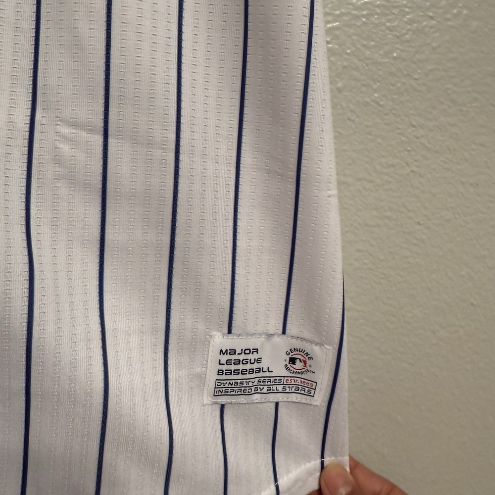Texas Rangers Dynasty Baseball Jersey Men White Stripe Button Short Sleeve MLB M - Picture 5 of 7